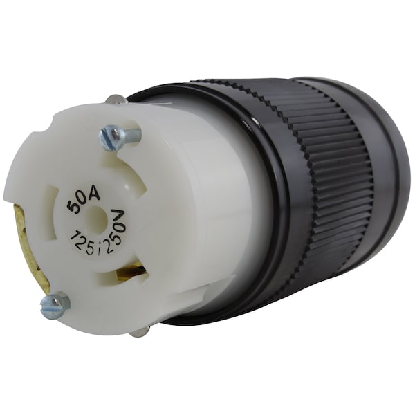 Locking Connector, SS2-50R, 50 A, 125/250V AC, Single Phase, Black